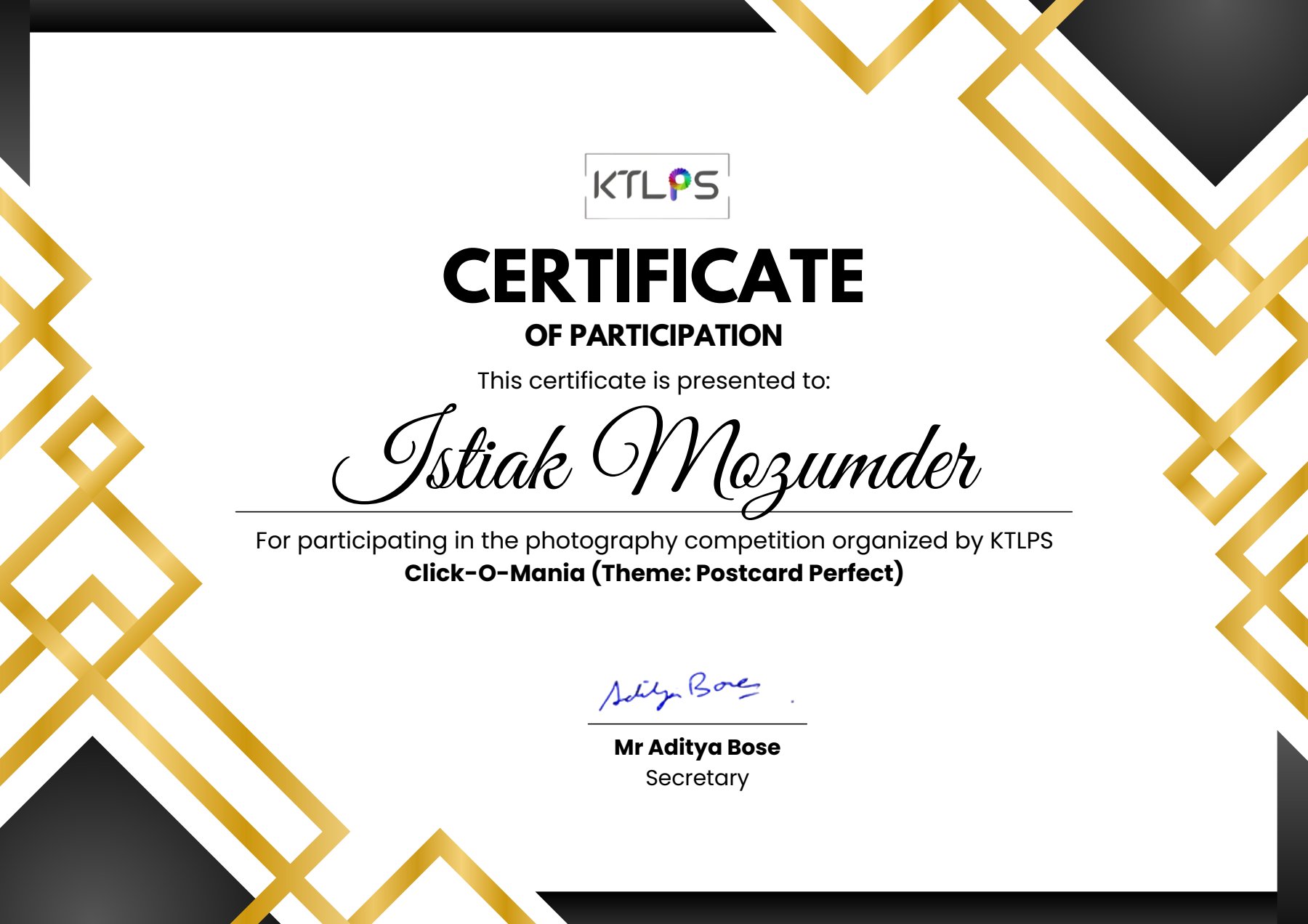 Certificate of participation