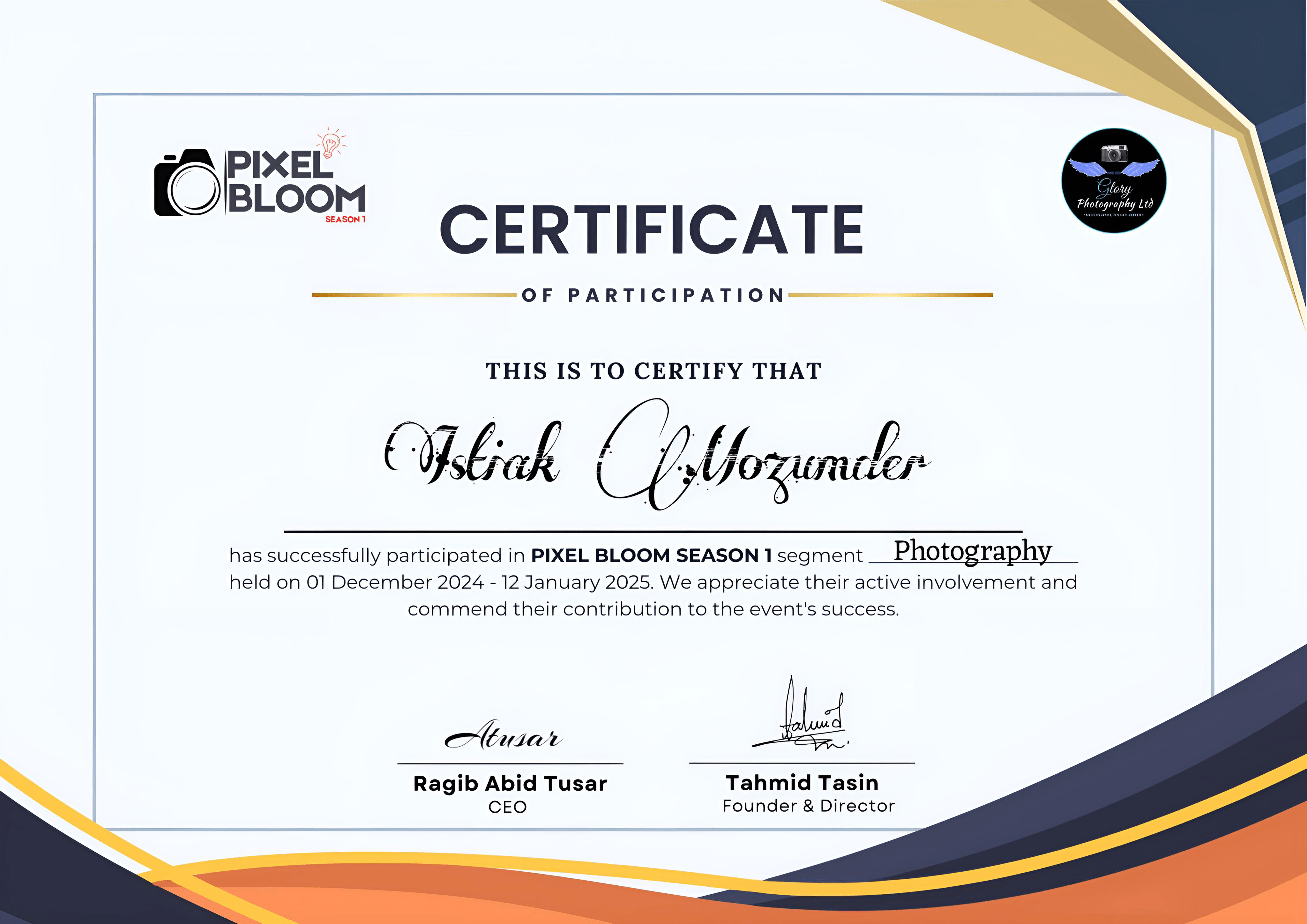 Certificate of participation